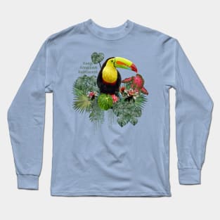 Drawn polygonal art of toucan birds with keep amazon wording. Long Sleeve T-Shirt